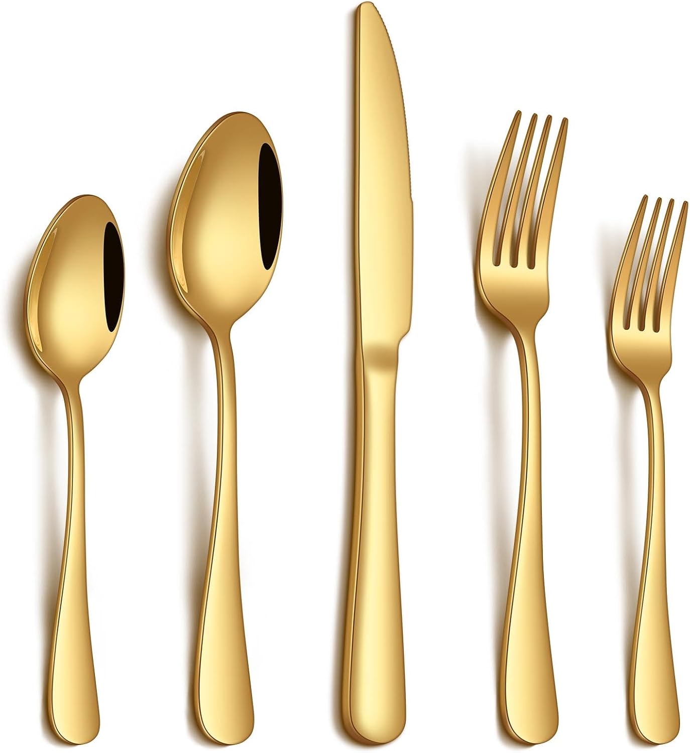 Gold Stainless Steel Silverware Set with Mirror Polished Finish