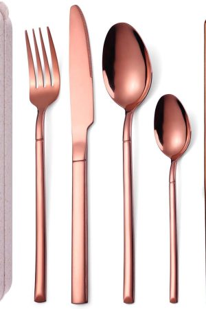Portable Stainless Steel Travel Cutlery Set with Chopsticks and Straws