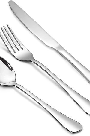 Stainless Steel Silverware Set for Home Kitchen and Restaurant Use