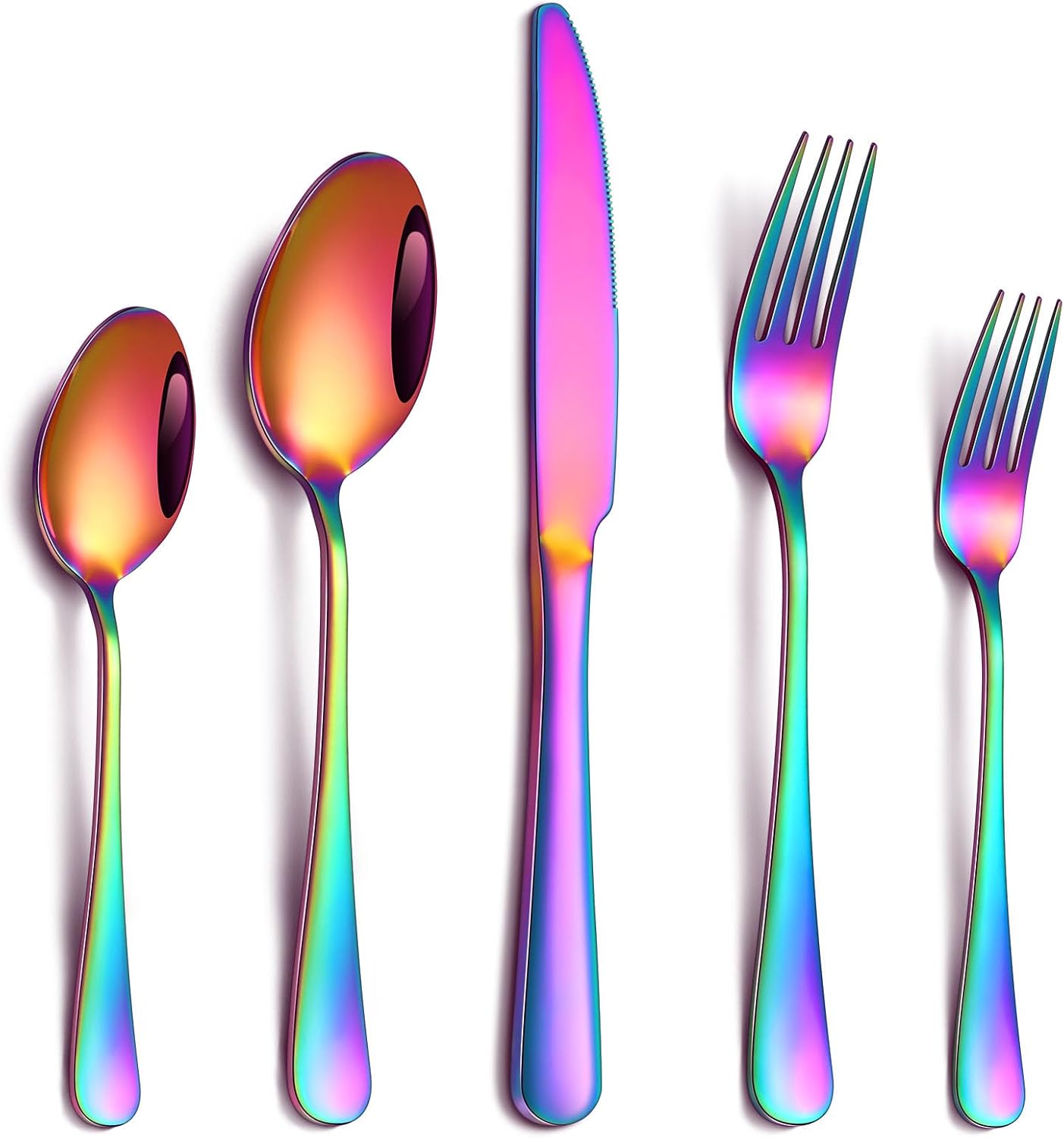 Rainbow Stainless Steel Silverware Set with Mirror Polished Finish