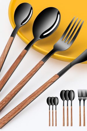 Black Stainless Steel Flatware Set for Elegant Everyday Dining